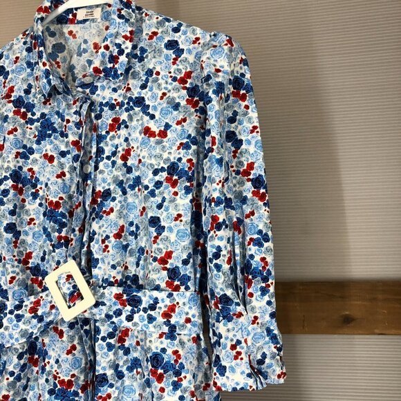 Aritzia Little Moon Sweetie Dress Oak/Porcelaine Blue A-line Puff Slv Mini  Sz 4 - Picture 6 of 16